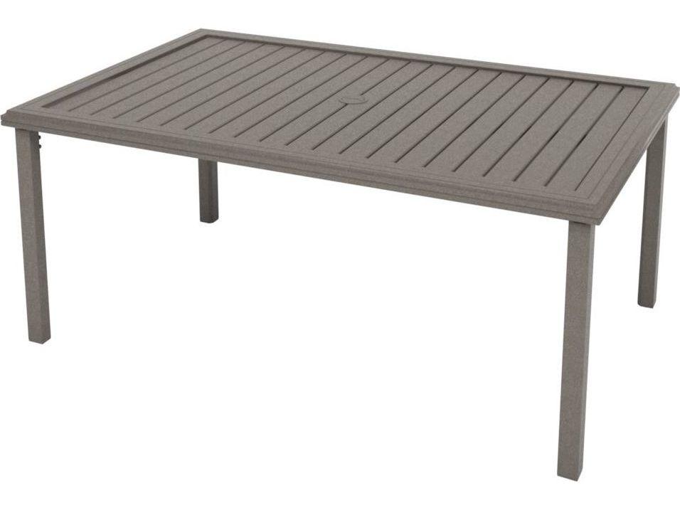 Amici 66 x 42 Inch Aluminum Rectangular Dining Table with Umbrella Hole