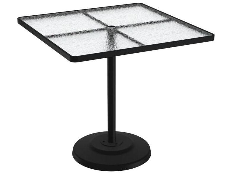 Acrylic 42-Inch Square Pedestal Bar Table with Umbrella Hole
