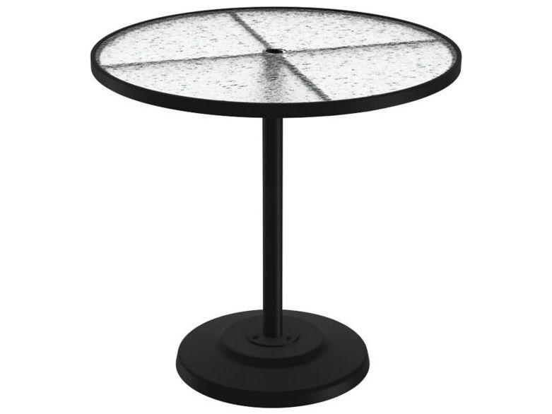 Acrylic Cast Aluminum Round Pedestal Bar Table with Umbrella Hole
