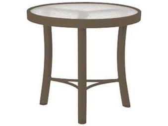 20-Inch Round Cast Aluminum Patio End Table with Acrylic Top