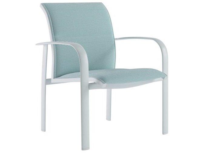 Laguna Beach Relaxed Padded Sling Aluminum Stackable Dining Arm Chair