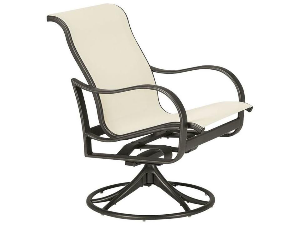 Shoreline Sling Aluminum Swivel Rocker Dining Arm Chair
