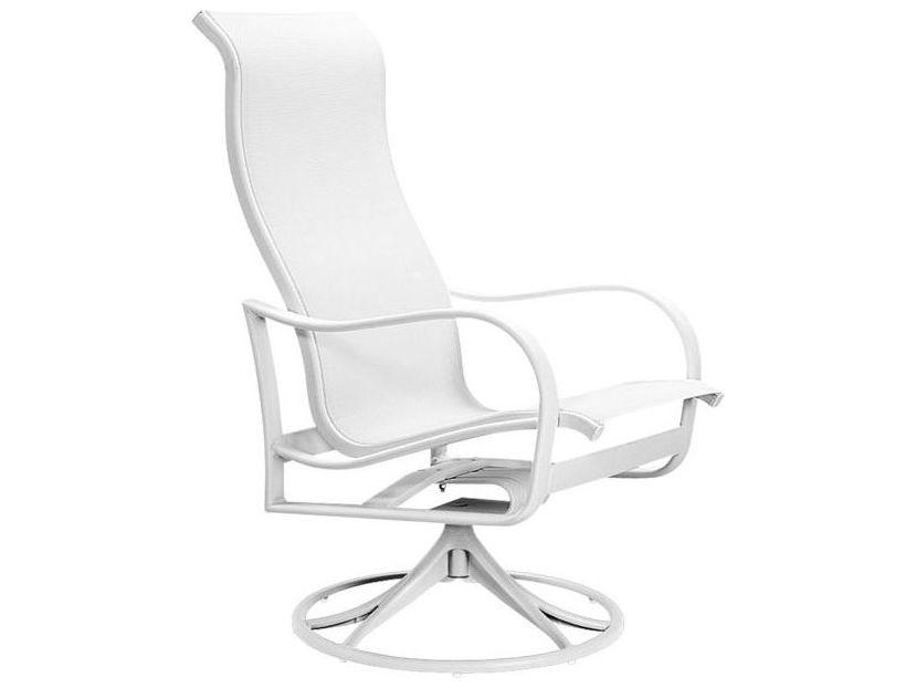 Shoreline Sling Aluminum High Back Swivel Rocker Outdoor Dining Arm Chair