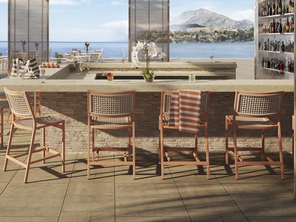 Cabana Club Rope Aluminum Counter Stool Set
