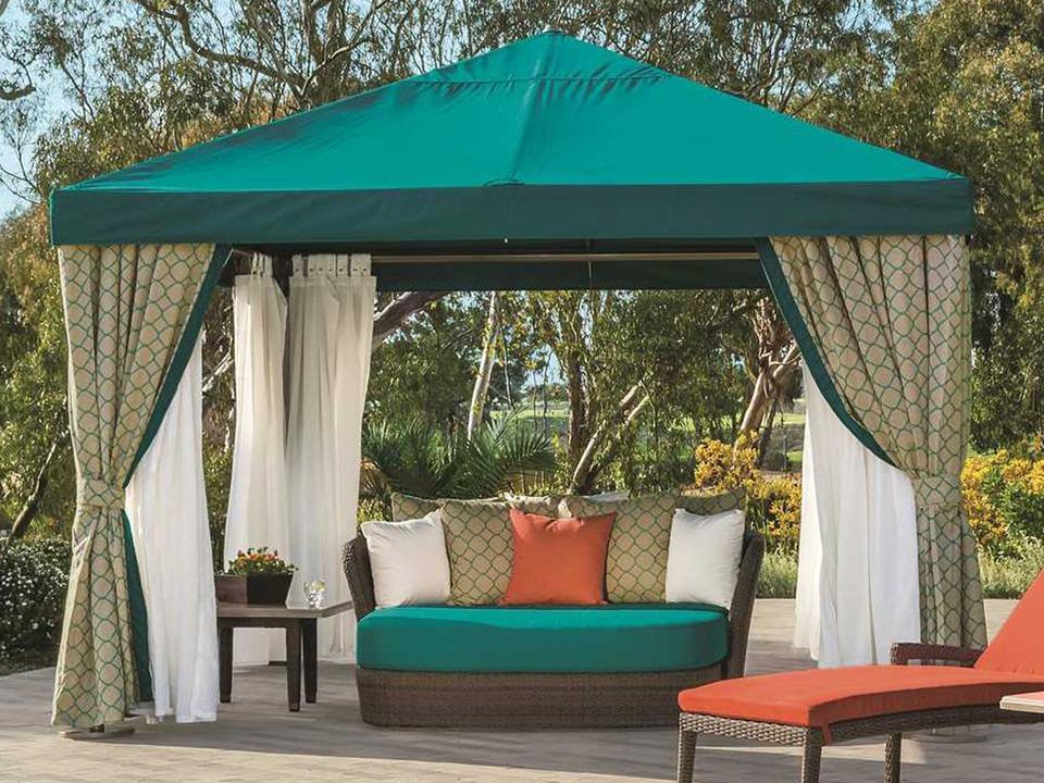 Cabana Pavilion 8 Foot Square Aluminum Pavilion with Vent and Curtains