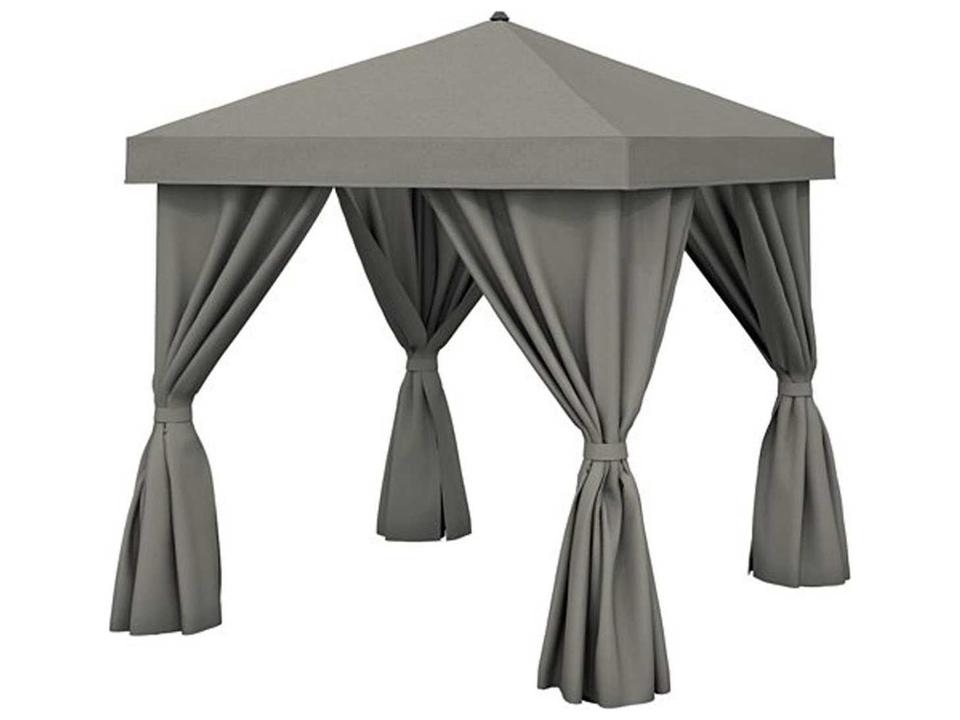 Cabana Pavilion 12 Foot Square Aluminum Cabana with Fabric Curtains
