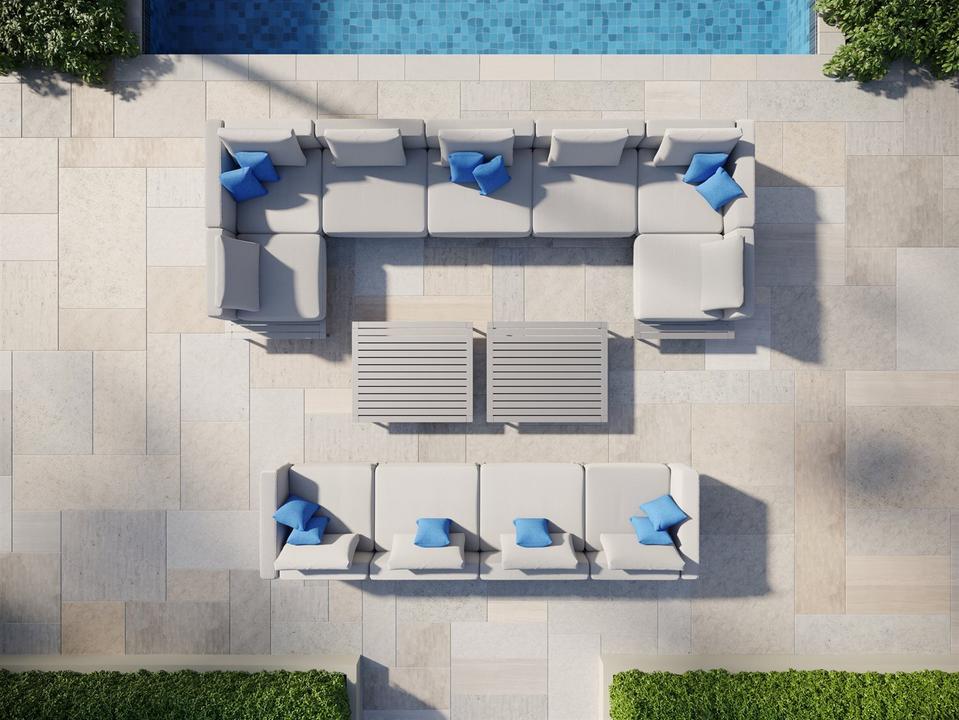 Platform Cushion Aluminum Sectional Lounge Set