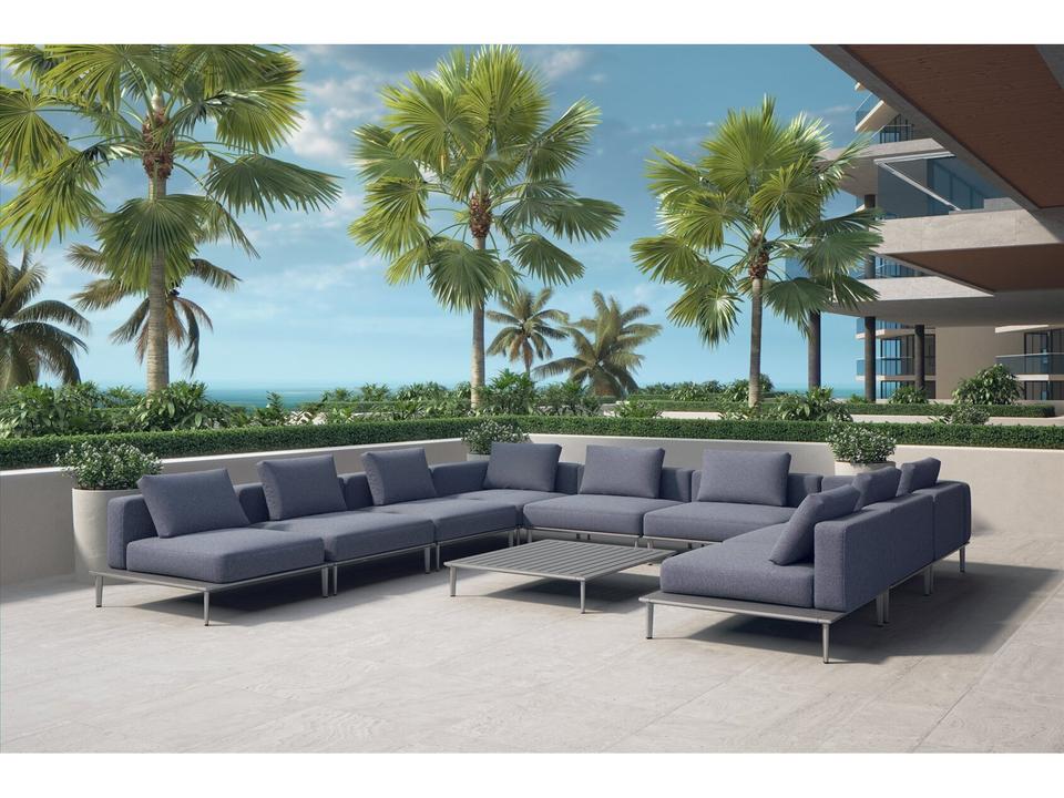 Platform Cushion Aluminum Sectional Lounge Set