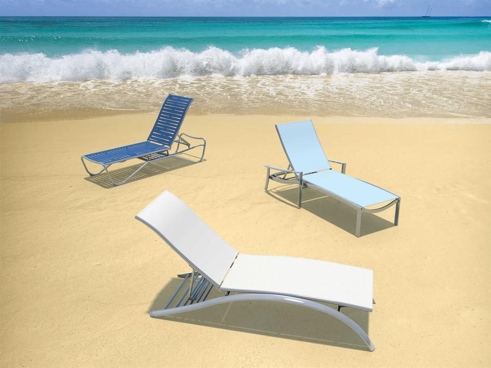 South Beach Relaxed Sling Aluminum Outdoor Patio Lounge Set