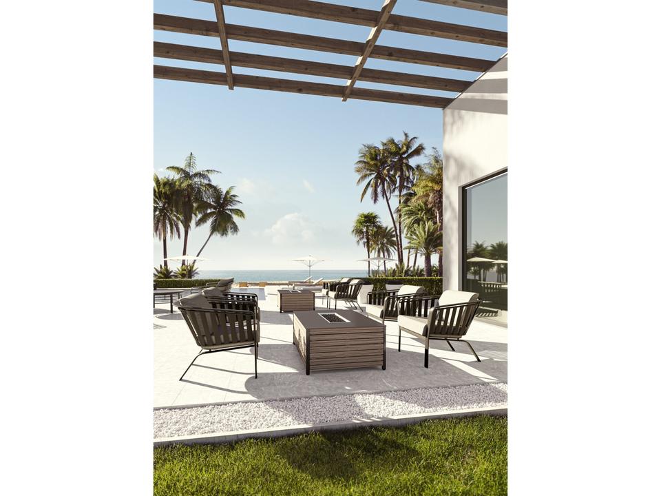 Trelon Cushion Aluminum Fire Pit Lounge Set