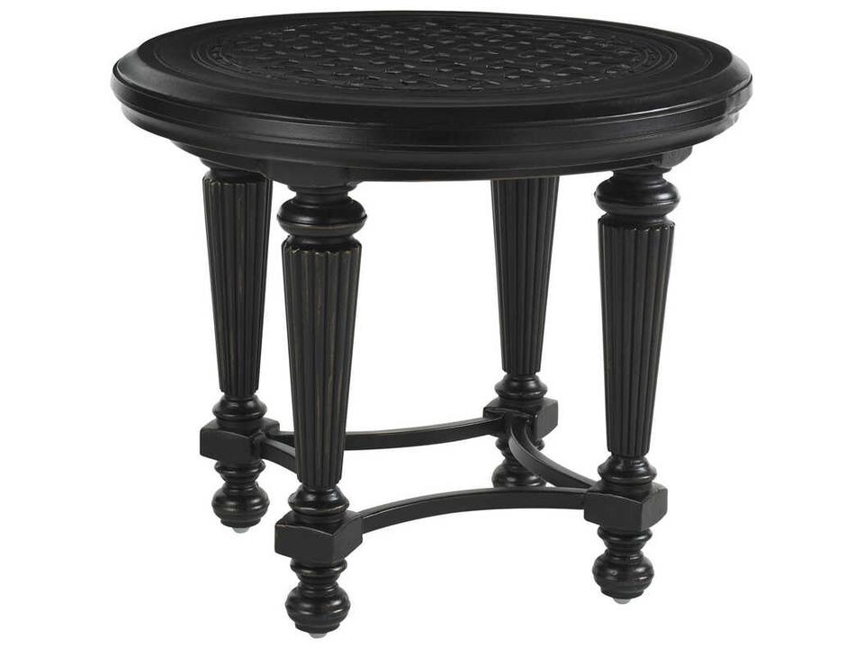 Kingstown Sedona 27-Inch Round End Table with Marble Top in Ebony