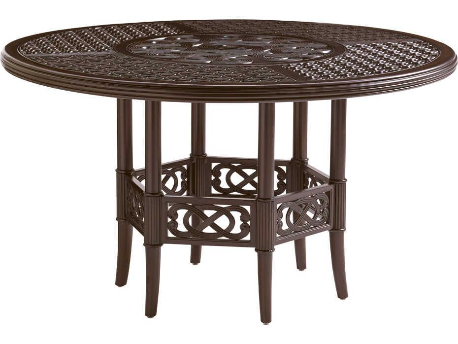Black Sands 54-Inch Round Cast Aluminum Dining Table in Black Sands