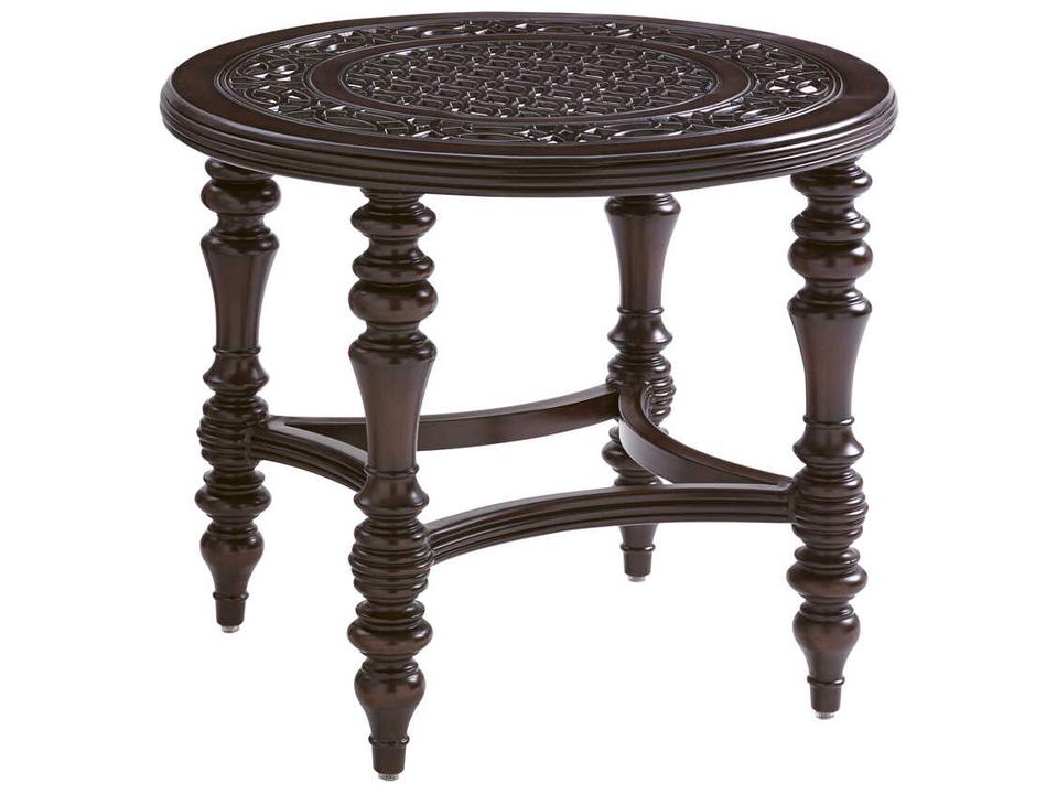 Black Sands Cast Aluminum Round End Table in Deep Umber