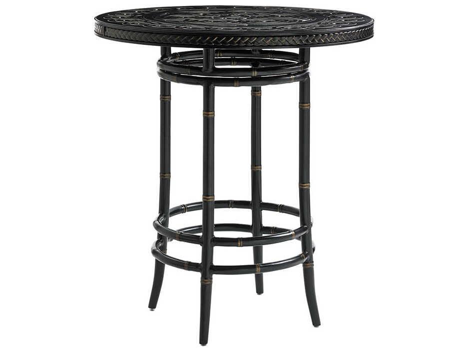 Marimba Aluminum Round Bistro Table in Obsidian Black