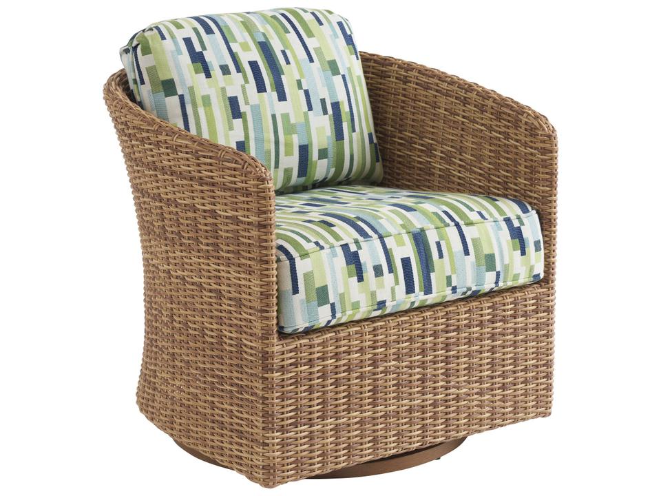 Palm Desert Poolside Wicker Swivel Occasional Chair