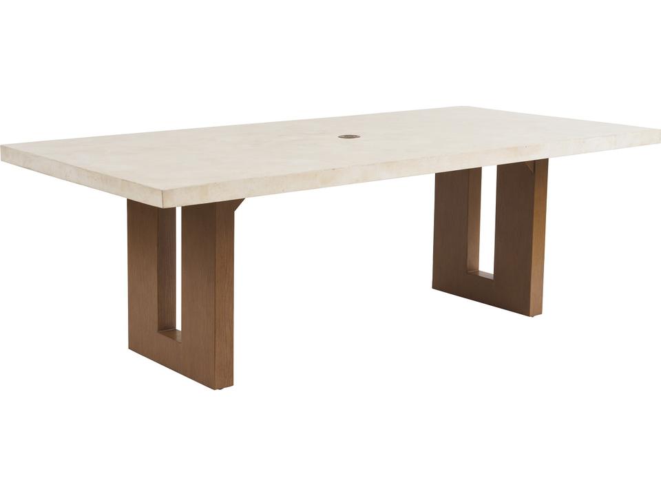 Palm Desert Poolside 88-Inch Rectangular Dining Table with Umbrella Hole