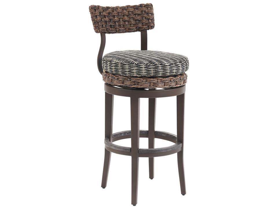 Kilimanjaro Swivel Bar Stool with All-Weather Wicker and Aluminum Base