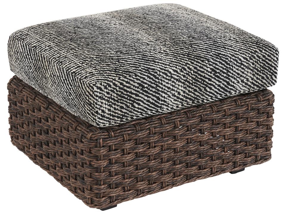 Kilimanjaro Wicker Ottoman in Rich Tobacco