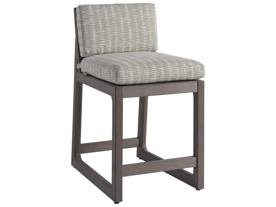 Mozambique Upholstered Counter Stool with Synthetic Teak Frame