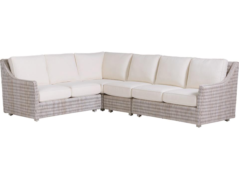 Seabrook 4-Piece Aluminum Wicker Sectional Lounge Set in Oyster White