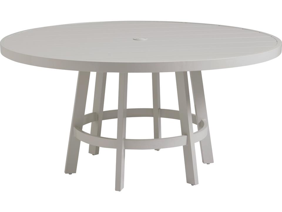Seabrook 60 Inch Round Aluminum Dining Table in Oyster White