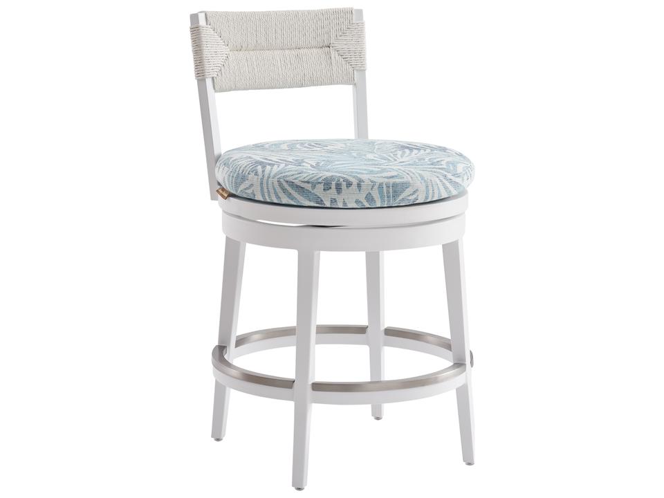 Ocean Breeze Promenade Swivel Counter Stool in Pearl White
