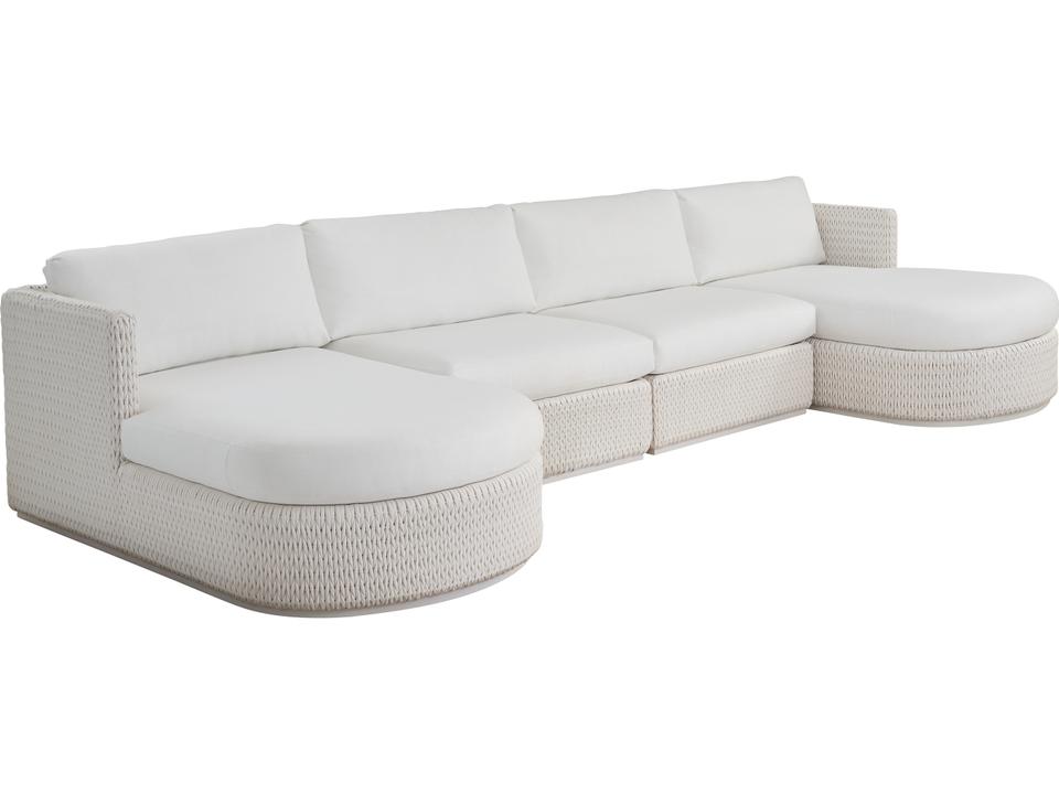 Ocean Breeze Promenade Aluminum Wicker 4-Piece Sectional Lounge Set