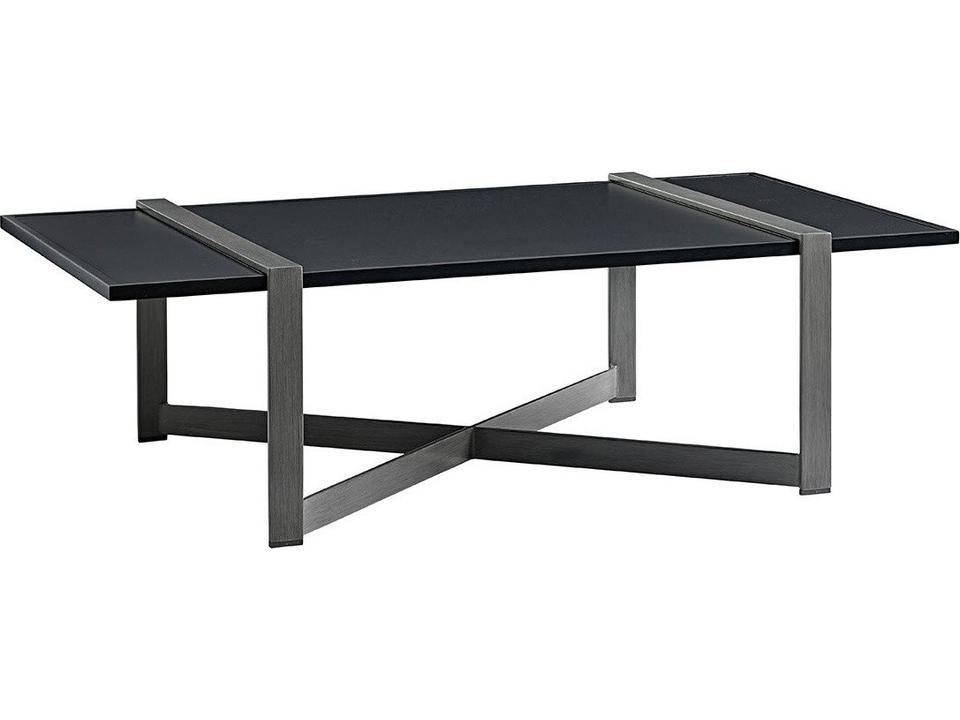 Del Mar 54-Inch Rectangular Cocktail Table in Platinum Gray and Satin Black