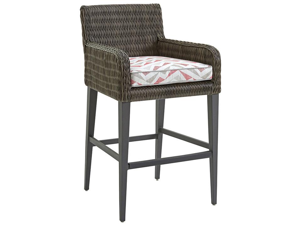 Cypress Point Ocean Terrace All-Weather Wicker Bar Stool with Cushion