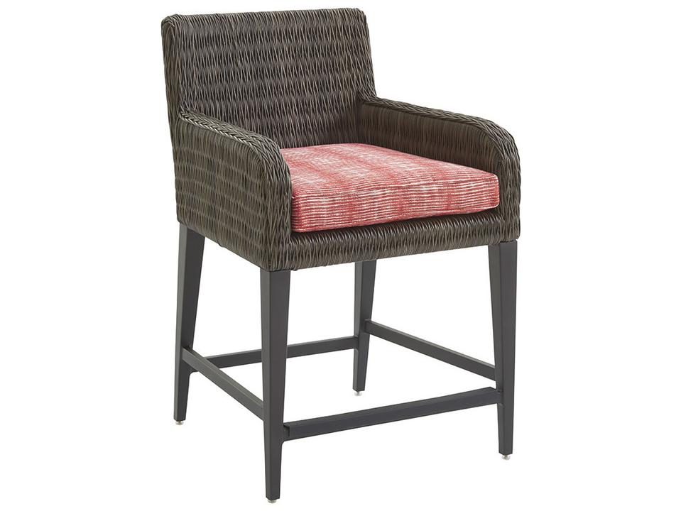 Cypress Point Ocean Terrace Wicker Counter Stool with Cushion