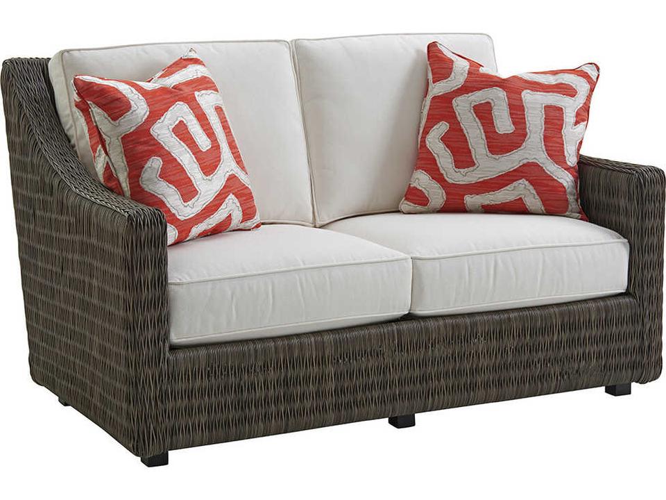 Cypress Point Ocean Terrace Wicker Loveseat with Cushions