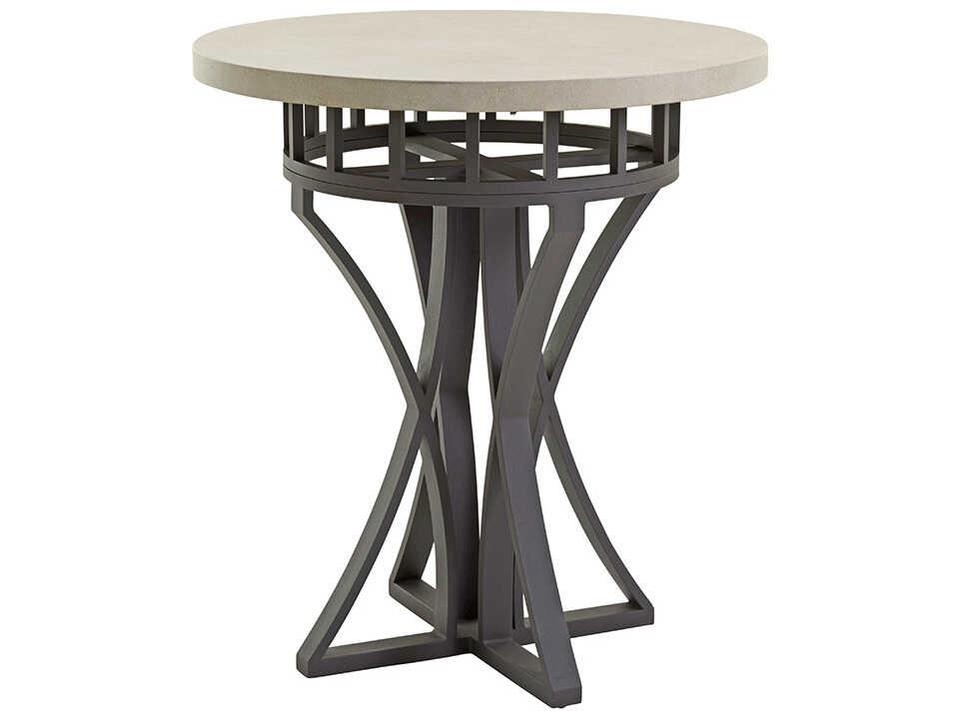 Cypress Point Ocean Terrace Round Bar Counter Table with Weatherstone Top