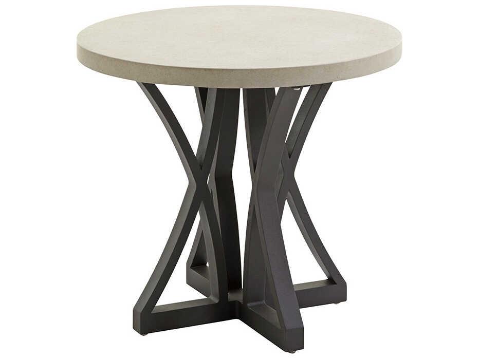 Cypress Point Ocean Terrace 25-Inch Round Side Table with Weatherstone Top