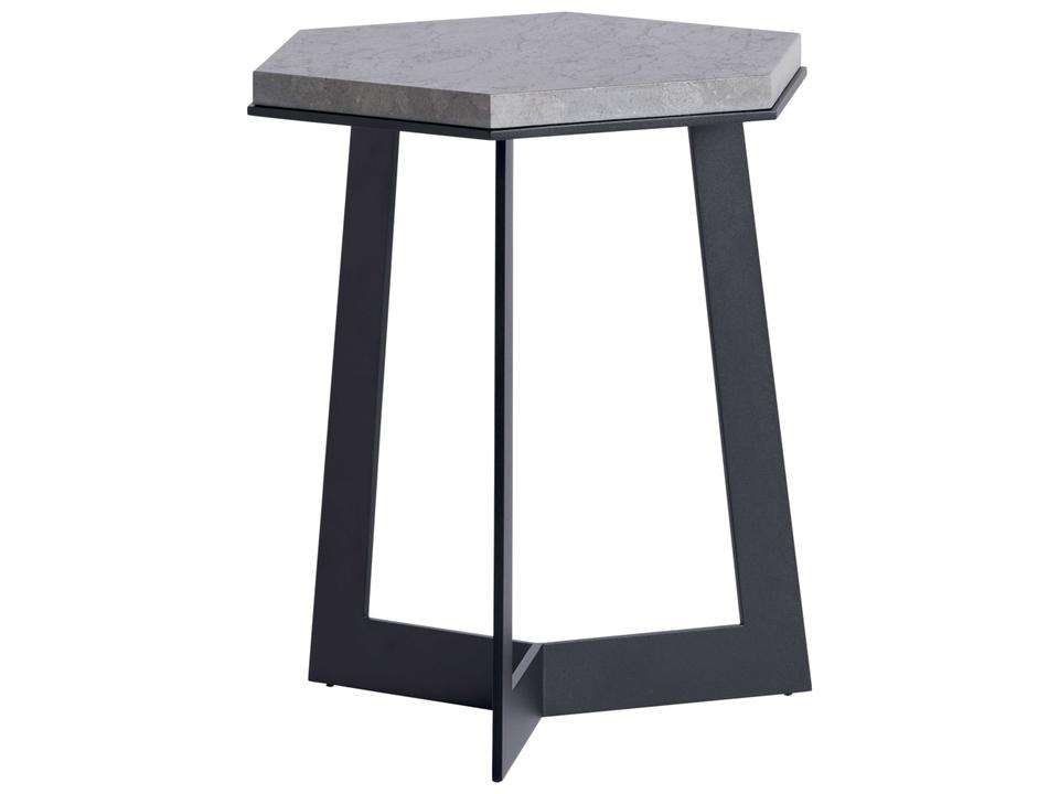 South Beach Hexagonal Stone Top Spot Table in Dark Graphite