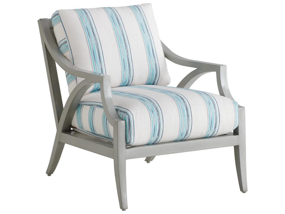 Silver Sands Aluminum Lounge Chair with Fretwork Back in Oyster Shell