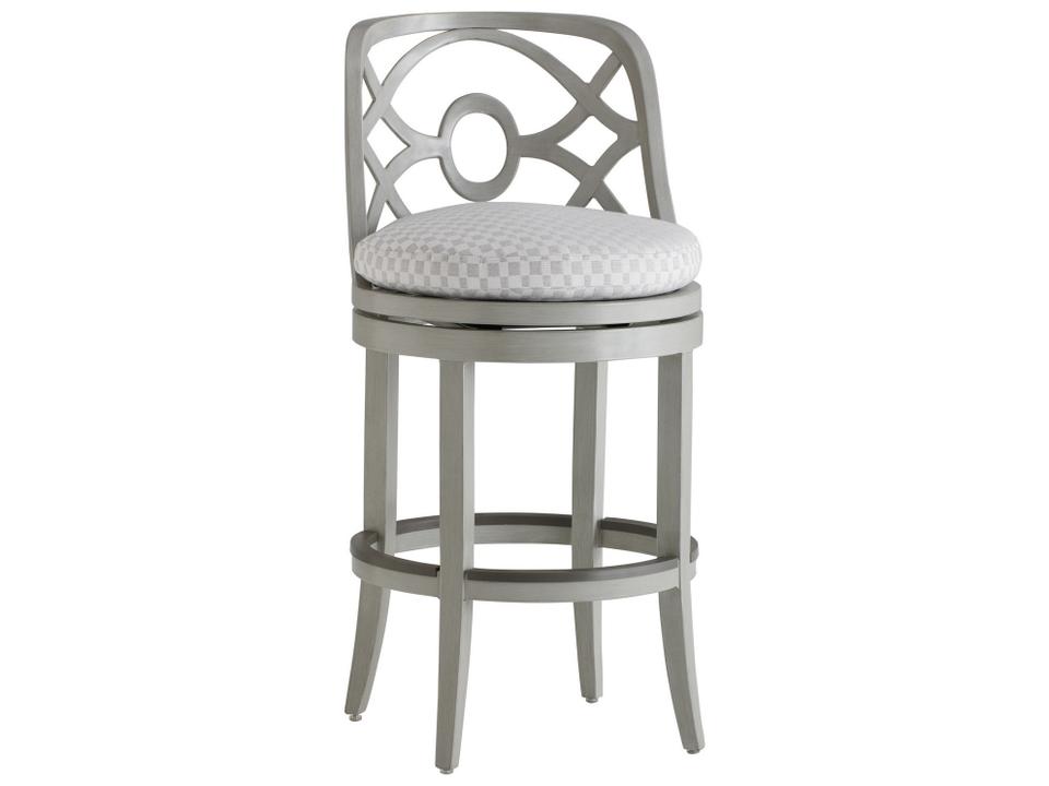 Silver Sands Aluminum Swivel Bar Stool in Oyster Shell