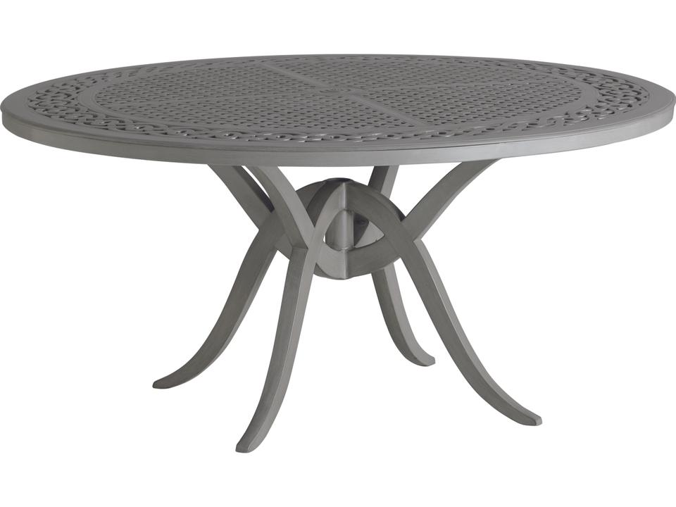 Silver Sands 60-Inch Round Cast Aluminum Dining Table in Oyster Shell