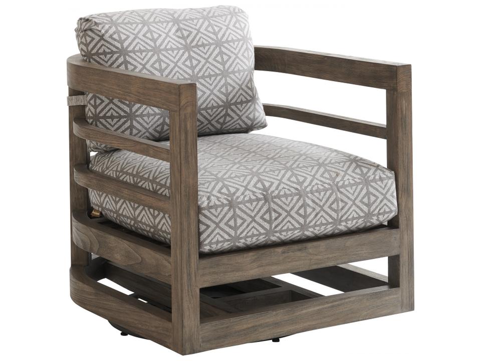 La Jolla Teak Swivel Lounge Chair with Sunbrella Cushions in Vintage
