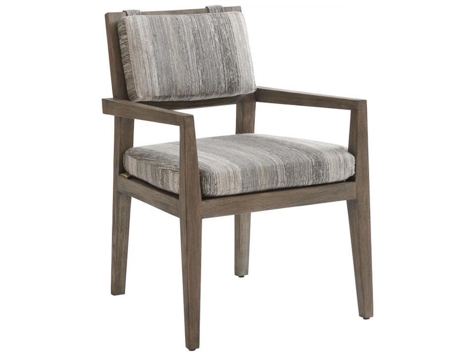 La Jolla Teak Dining Arm Chair in Weathered Gray