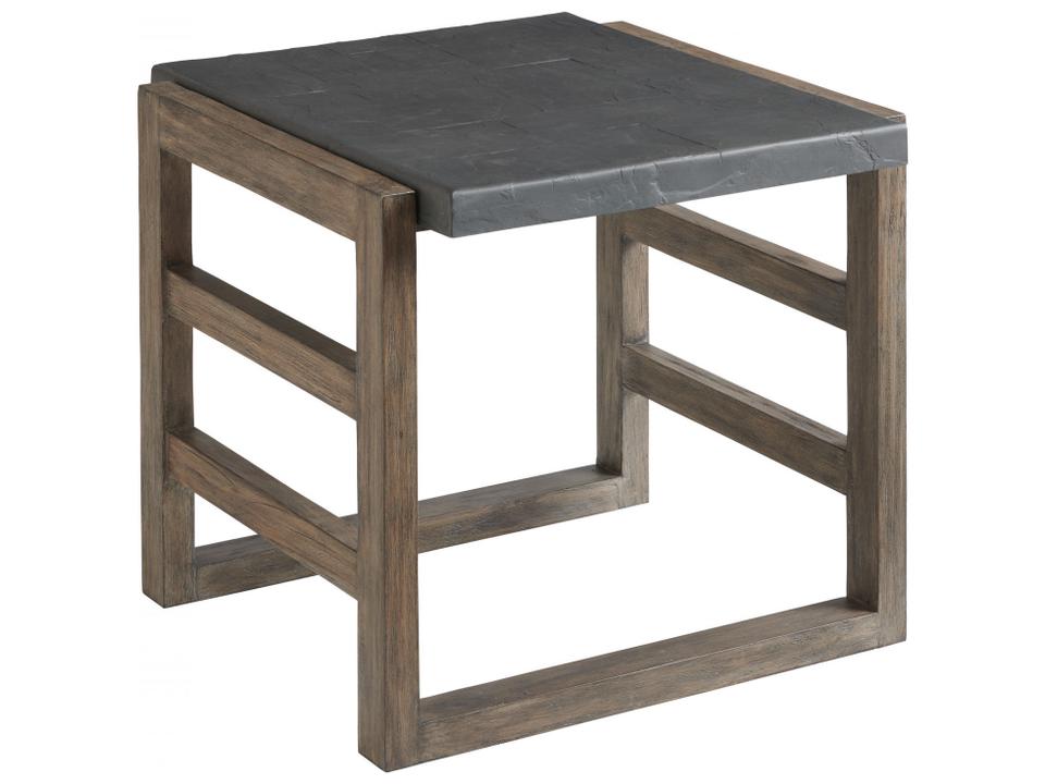 La Jolla Teak Rectangular End Table with Faux Slate Top