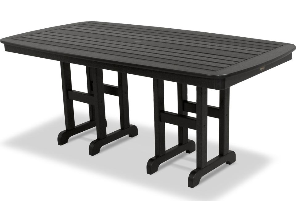 ® Outdoor Furniture™ Yacht Club Recycled Plastic Rectangular Dining Table with Umbrella Hole