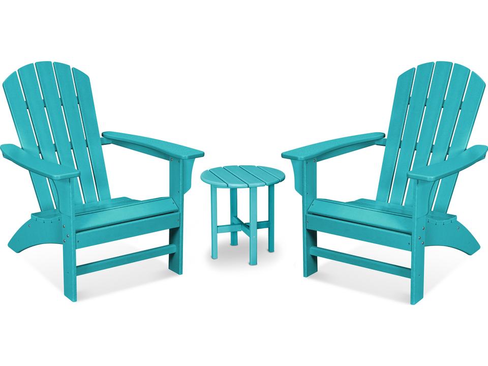 ® Outdoor Furniture™ Furniture Yacht Club Recycled Plastic 3 Piece Adirondack Lounge Set