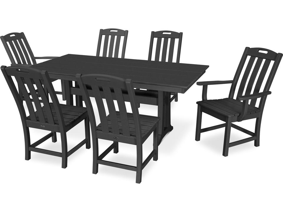 ® Outdoor Furniture™ Yacht Club Recycled Plastic 7 Piece Farmhouse Trestle Dining Set