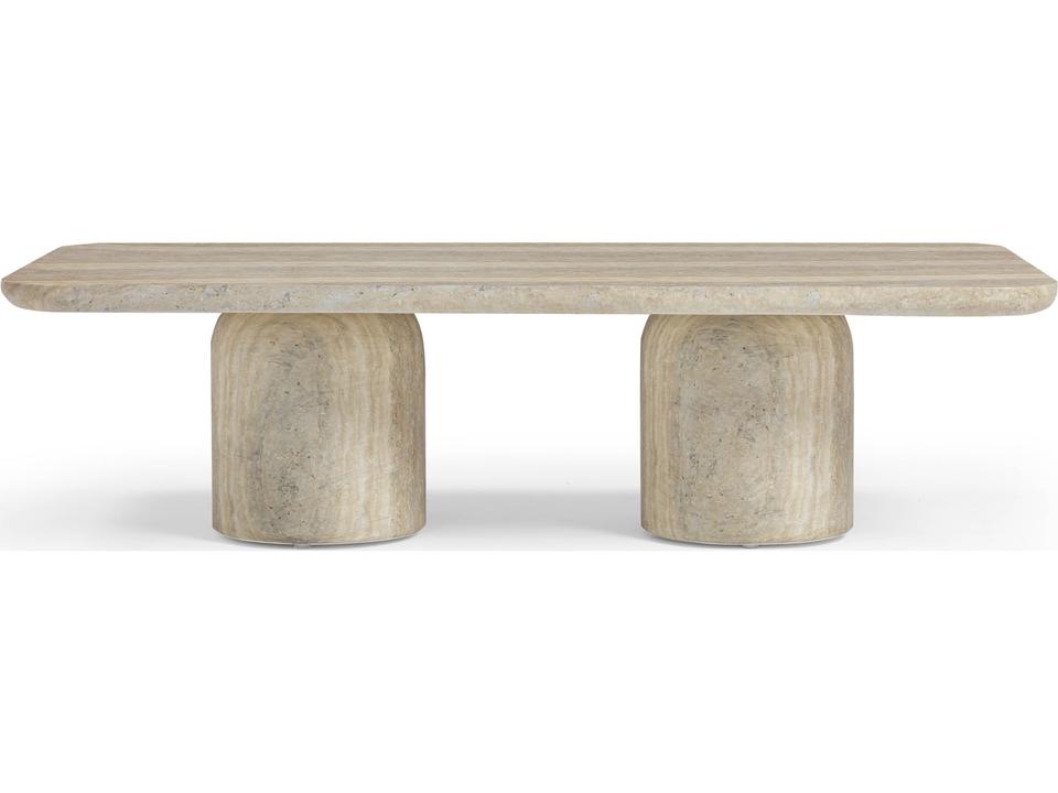 Tyche 55" Faux Travertine Indoor/Outdoor Concrete Rectangular Coffee Table