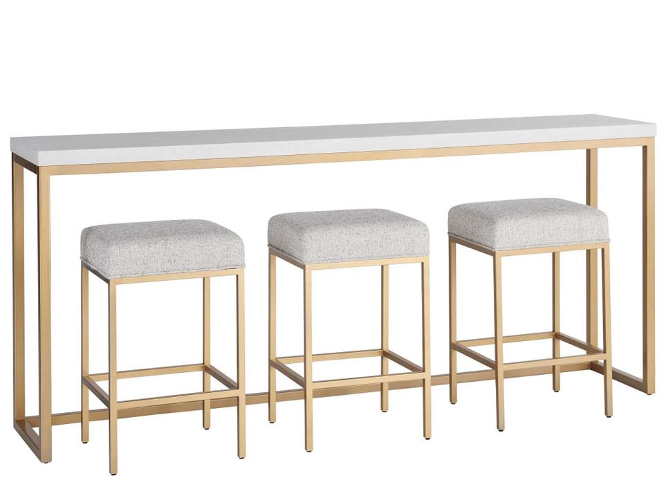 Miranda Kerr Rectangular Stone Alabaster Soft Gold Console Table