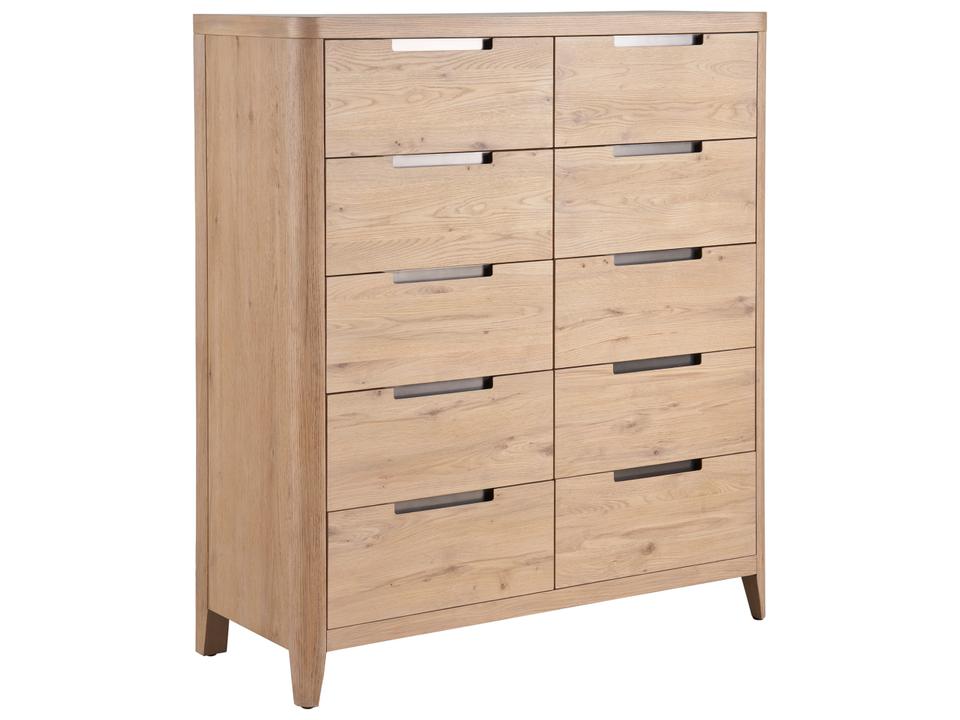 Modern Walker 10-Drawer Chest in Organic Natural Oak