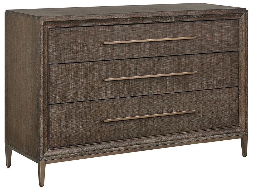 Montclair 3-Drawer Chest in Cocoa Finish with Smoked Gold Base
