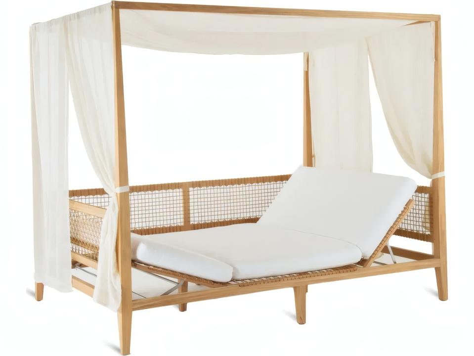 Unopiù Synthesis Teak Alcove with Cushions and Curtains