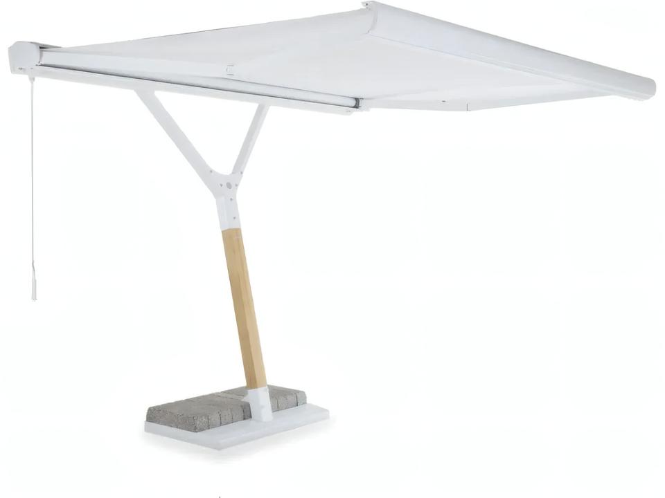Salento Rectangular Manual Outdoor Umbrella with Steel and Iroko Frame