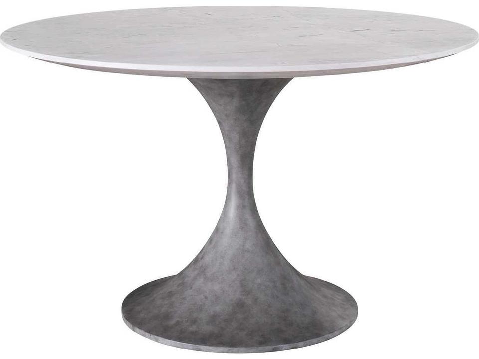 Santa Cruz 48 Inch Round Faux Marble Dining Table with Cast Concrete Base